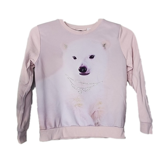 THE Children's place pink polar bear sparkle sweatshirt 7 8 - Picture 1 of 4